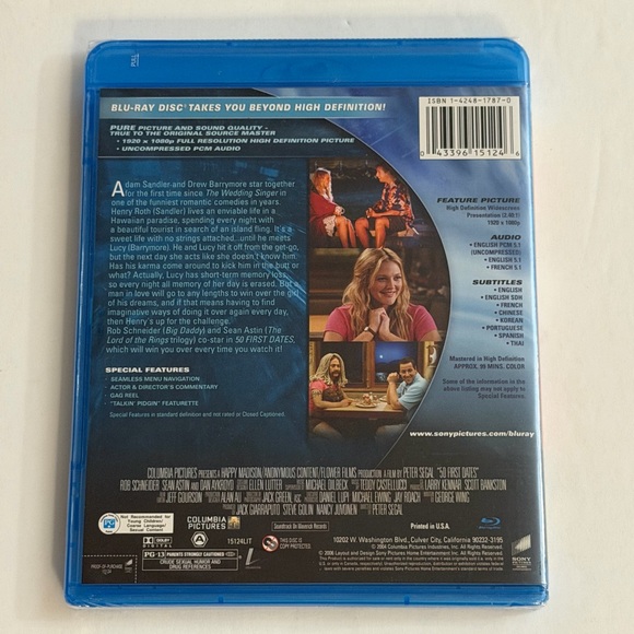 50 First Dates Blu-ray Disc - Blue Case with Cover New - Picture 2 of 4